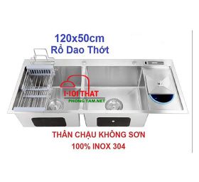 CHẬU RỬA CHÉN KHÔNG SƠN INOX 304 100% – HP – 12050RDTKS